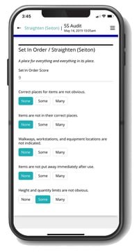 Manufacturing app example 5S audit for lean manufacturing Manufacturing app example 5S audit for lean manufacturing