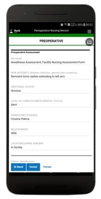A perioperative nursing app built in Estel Tech Transform.
