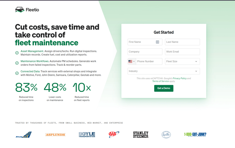 Fleetio’s fleet maintenance banner.